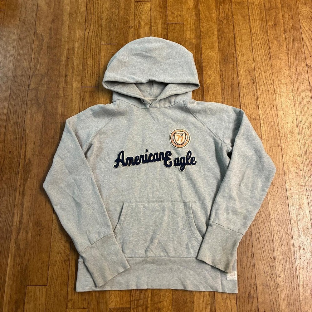 Vintage American Eagle Athletic Sportswear Pullover Hoodie Grey Y2K 2000s Small